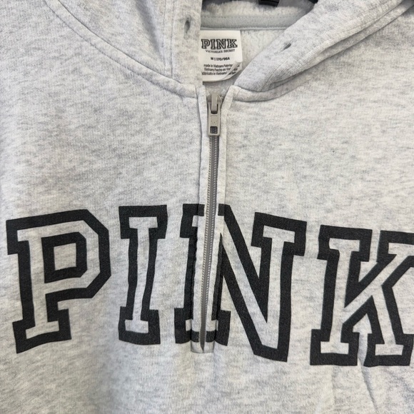 Gray PINK quarter zip Hoodie - Picture 2 of 3